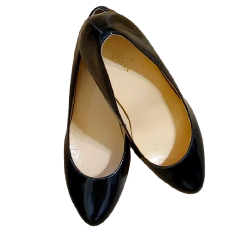Cole Haan Heels Black Patent Leather Platform Lightly Cushioned Almond Toe